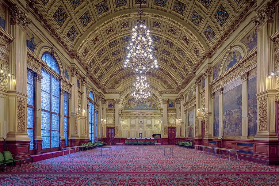 glasgow city chambers, hall, halls, room, rooms, banqueting