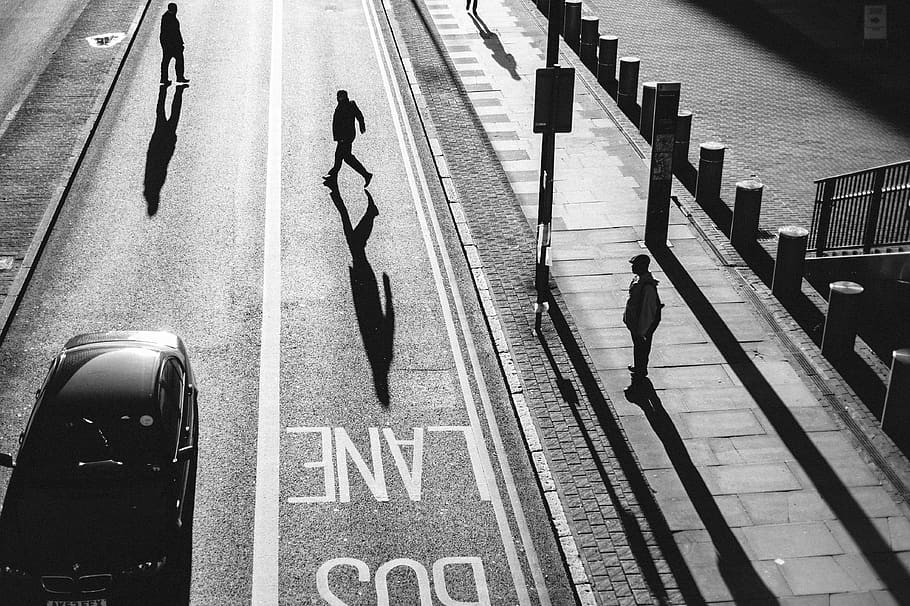 person walking on road, high angle view, transportation, architecture HD wallpaper