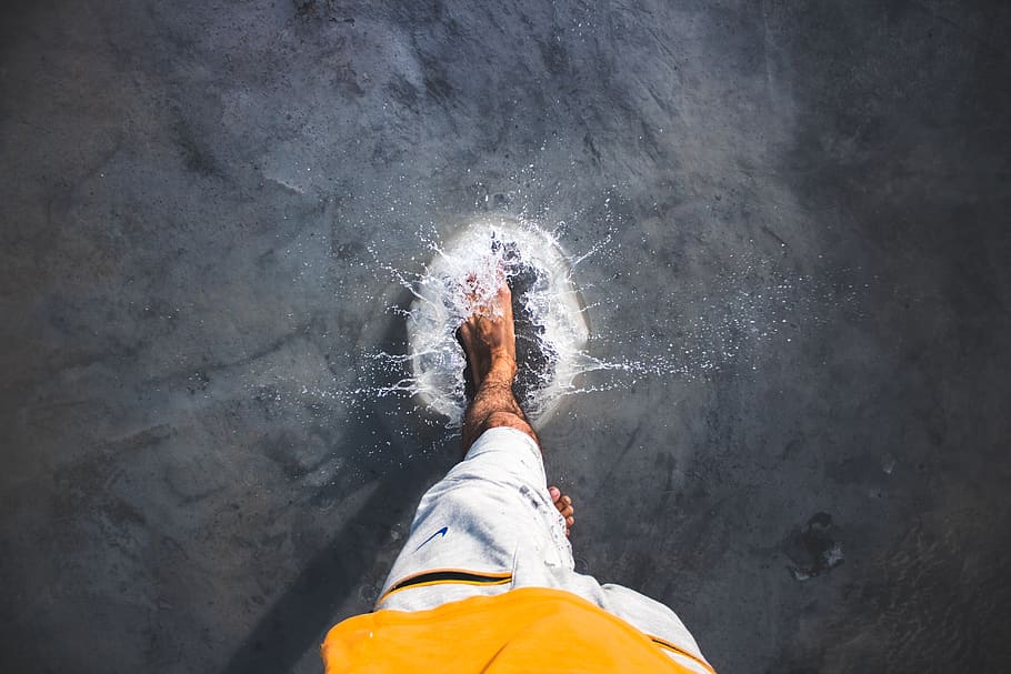 person stepping on water, one person, lifestyles, real people HD wallpaper
