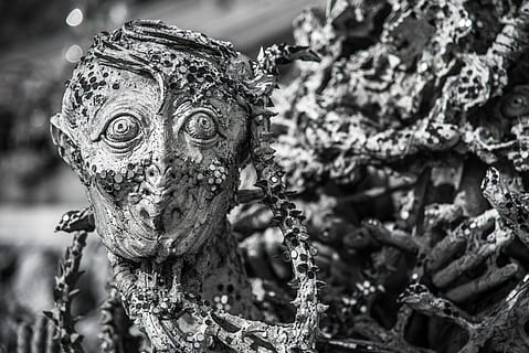 ghost, devil, fear, scream, hell, heaven, halloween, black and white HD wallpaper