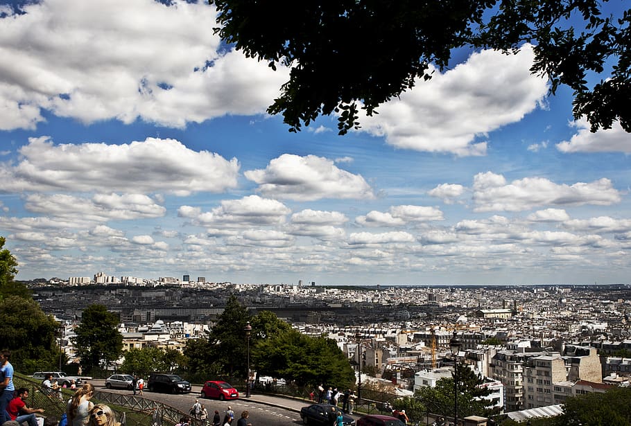 montmartre, blue, sky, cathedral, church, tourism, travel, paris HD wallpaper