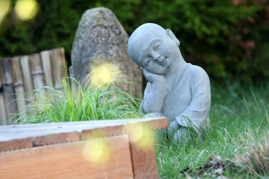 garden, zen, bamboo, botany, meditation, nature, plants, statue HD wallpaper