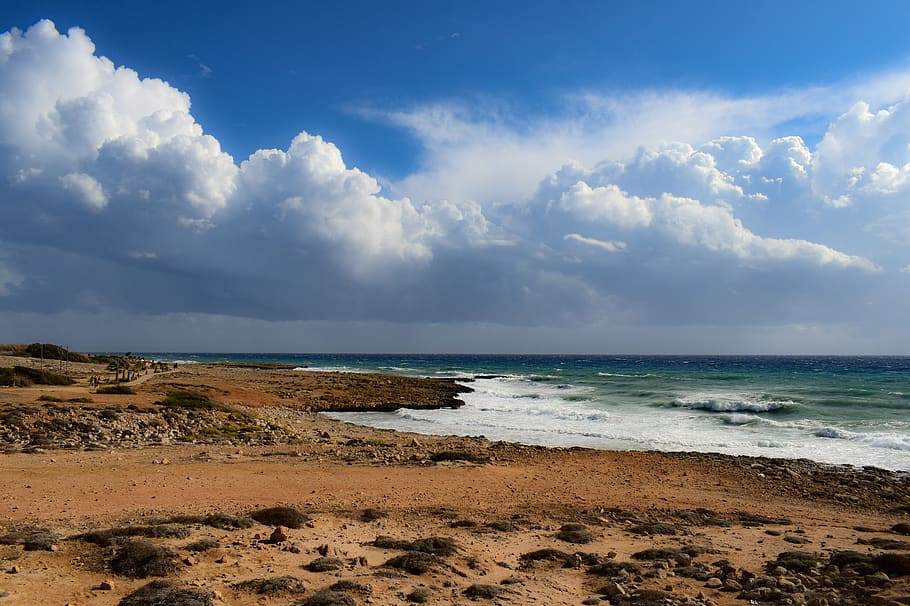 coast, landscape, sea, nature, beach, sky, clouds, shore, scenery HD wallpaper