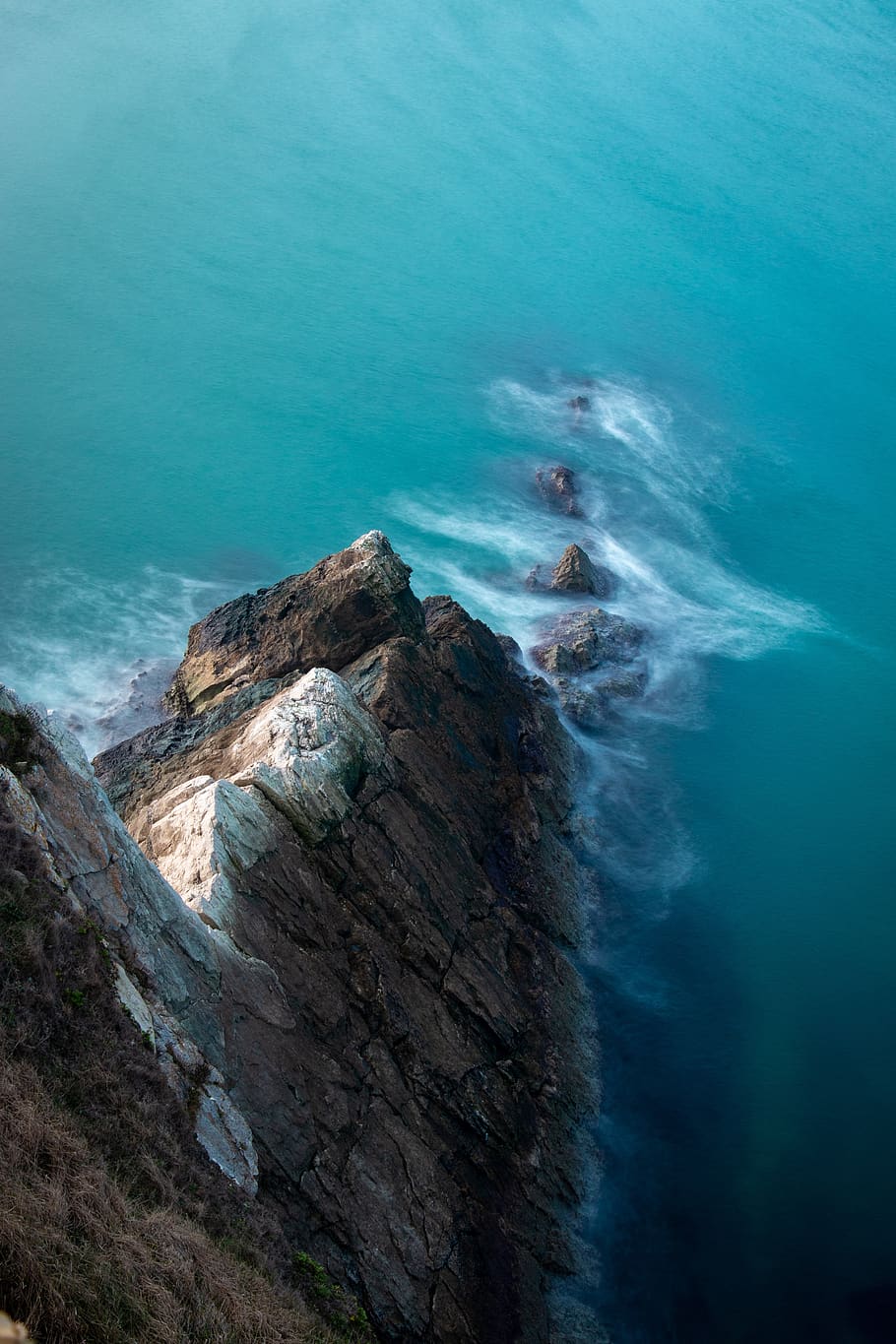 coastal, england, sea, water, ocean, waves, long exposure, blue HD wallpaper