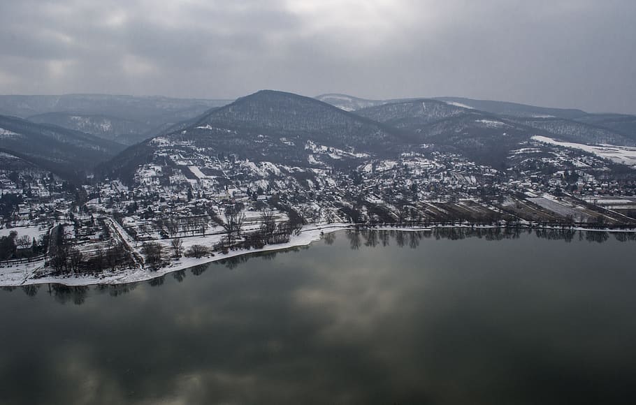 winter, river, reflection, snowy, mountain, water, sky, scenics - nature HD wallpaper