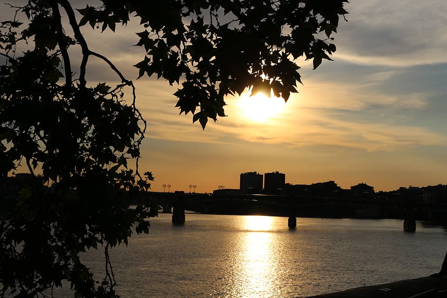 river, evening, sunset, france, romantic, summer, sky, water HD wallpaper