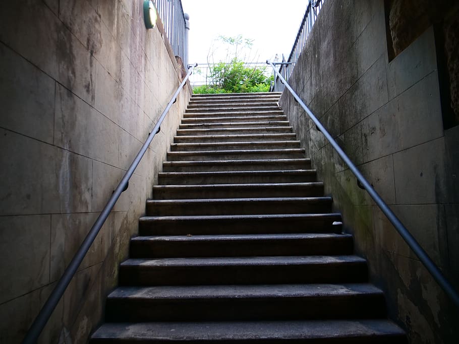 staircase, handrail, banister, railing, path, walkway, wall HD wallpaper