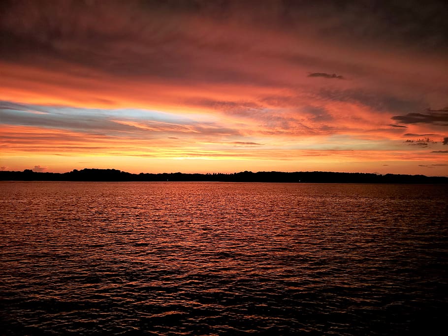 sunset, orange, sky, clouds, landscape, twilight, nature, mood HD wallpaper