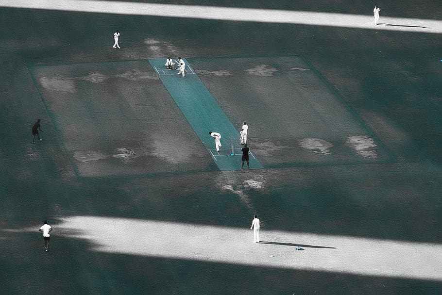 people playing cricket game on field, real people, water, sport HD wallpaper