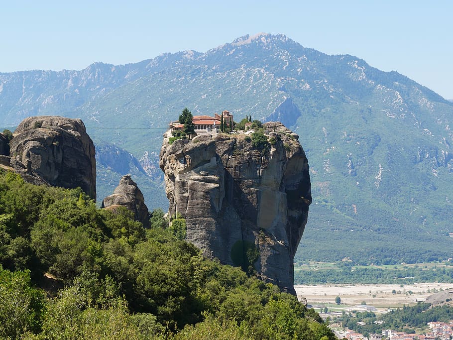 greece, kalabaka, meteora, monastery, peak, 007, mountain, mountain range HD wallpaper