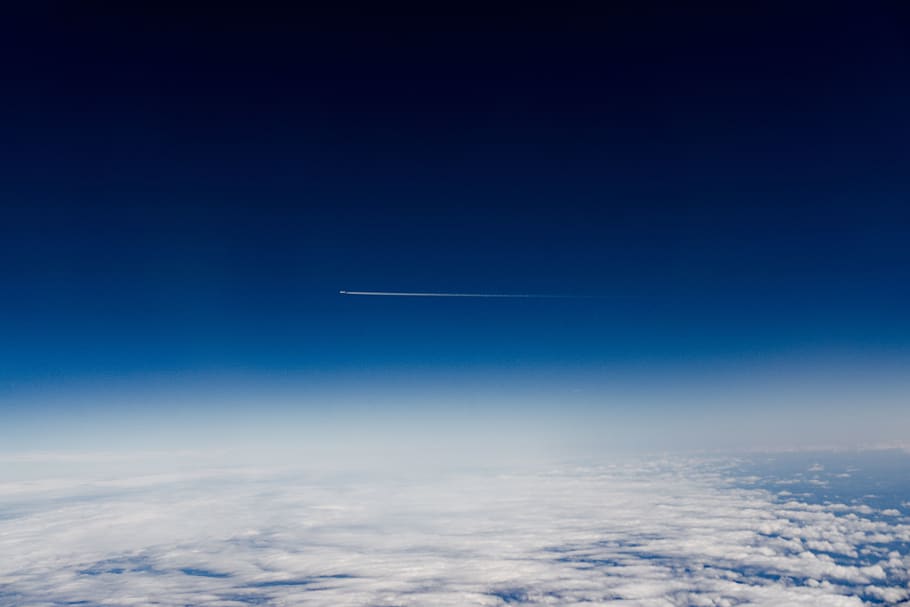 atmosphere, earth, nature, blue, sky, clouds, cloud - sky, transportation HD wallpaper