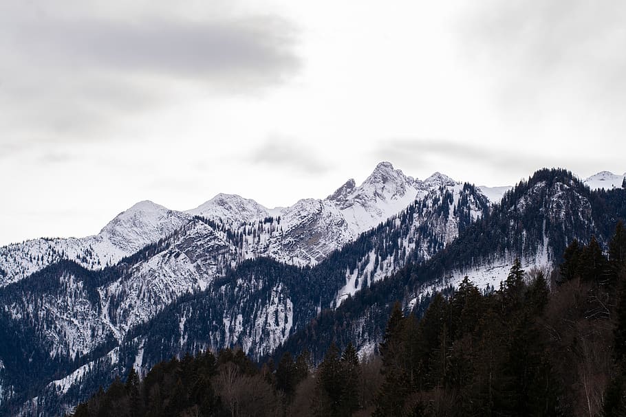 landscape, winter, mountains, sky, weather mood, wintry, mountain peaks HD wallpaper