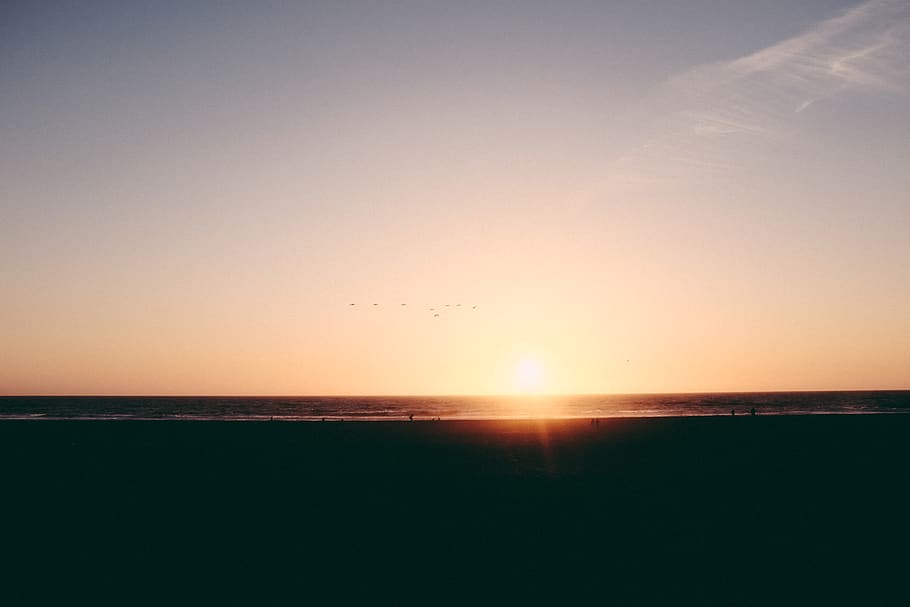 sky, sunset, horizon, sea, horizon over water, tranquility HD wallpaper