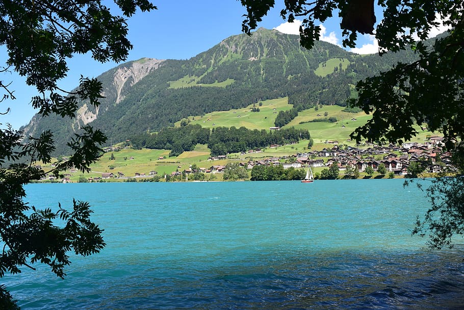 lake, landscape, mood, water, blue, bergsee, summer, blue water, HD wallpaper