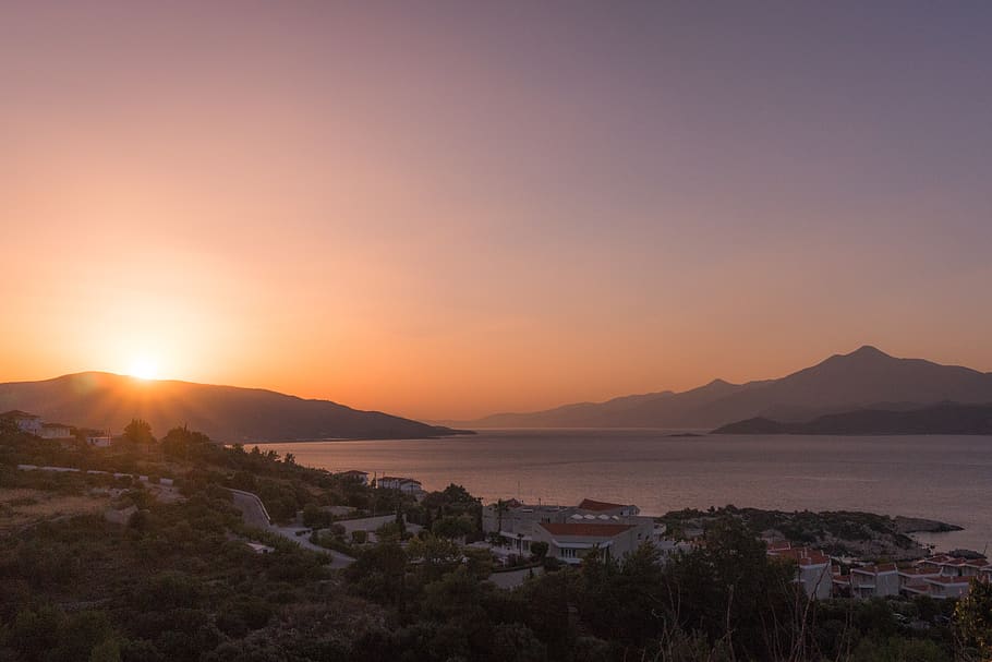sunset, mountains, landscape, nature, sunrise, scenic, environment HD wallpaper