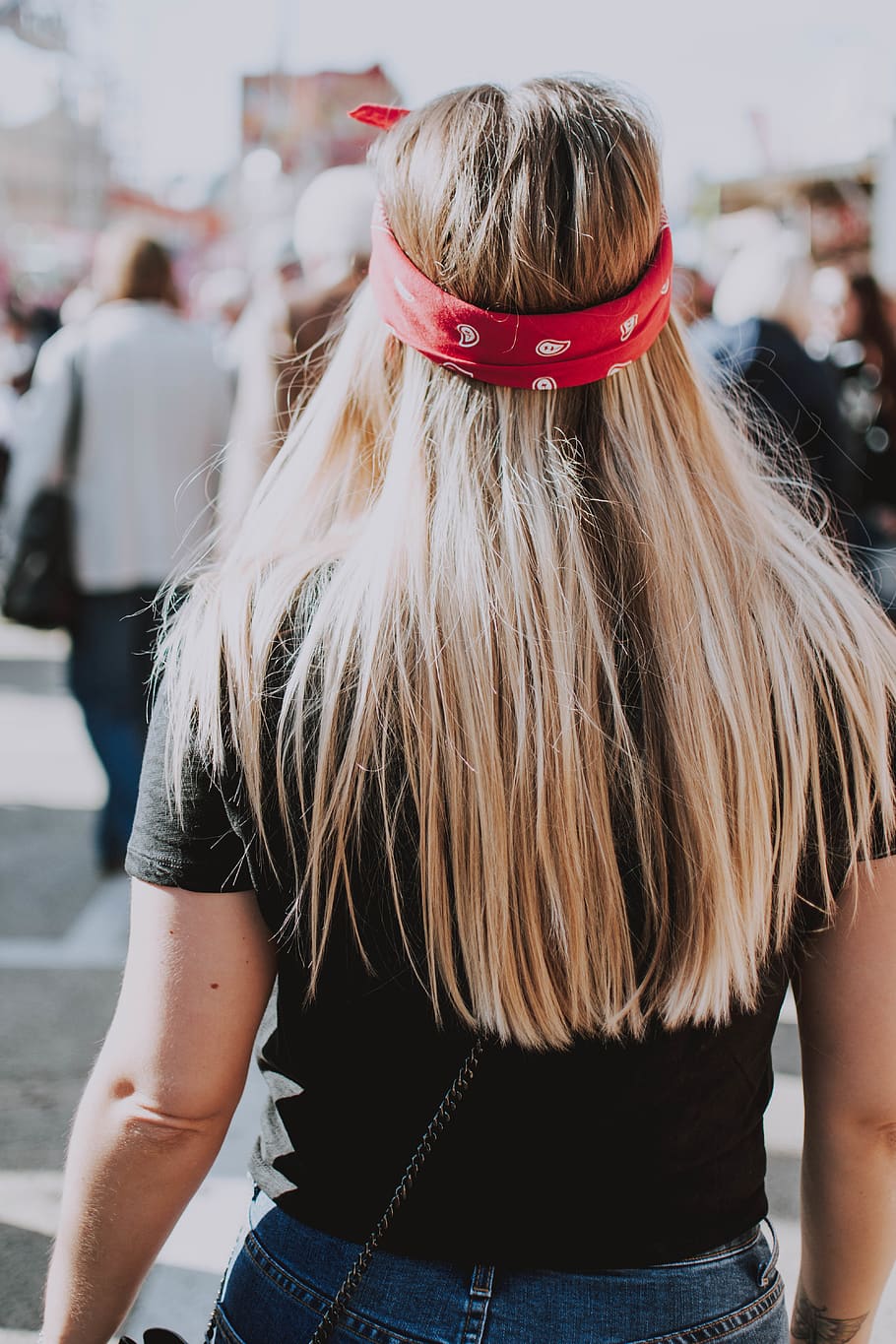 woman with red headband, rear view, hair, one person, hairstyle HD wallpaper