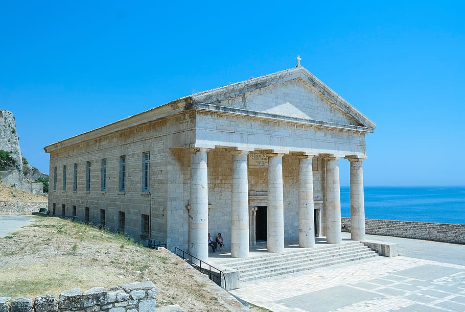 temple, columnar, antiquity, corfu, architecture, building