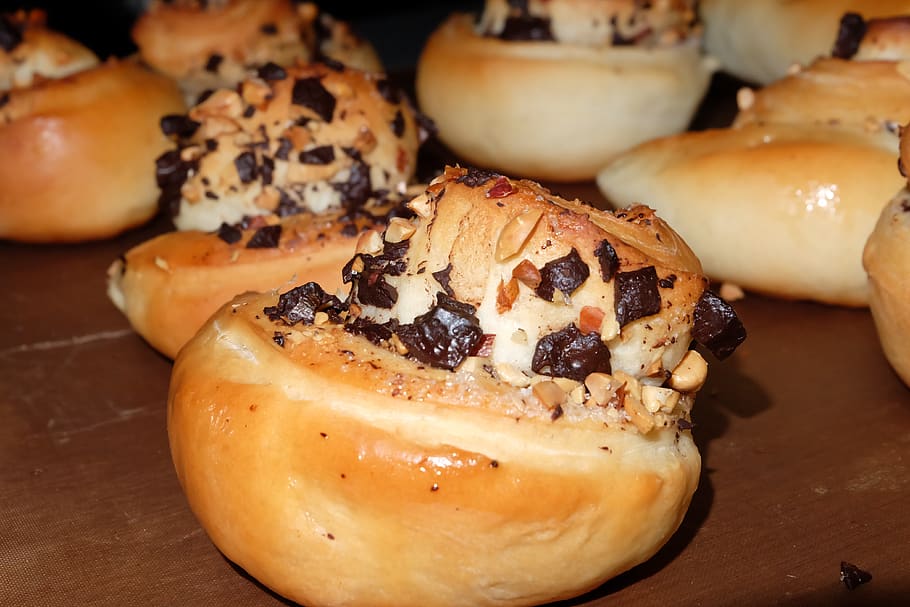 baking, bun, delicious, food, rosy, tasty, muffin, sesame, food and drink HD wallpaper