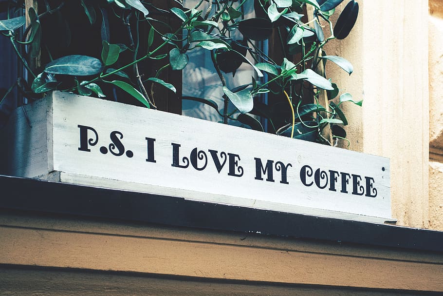White Wooden Planters With P.s. I Love My Coffee Print, decor HD wallpaper