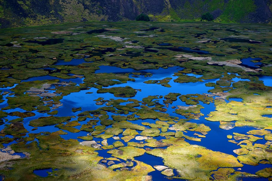 chile, rano kau, water, nature, lake, no people, day, high angle view HD wallpaper