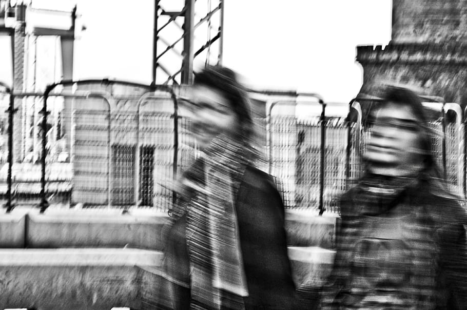 blurred motion, real people, day, group of people, built structure HD wallpaper