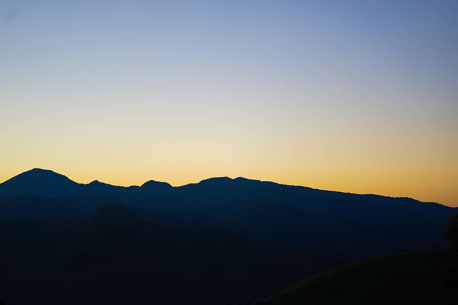 silhouette photography of mountain, ridgeline, horizon, sky, nature, HD wallpaper