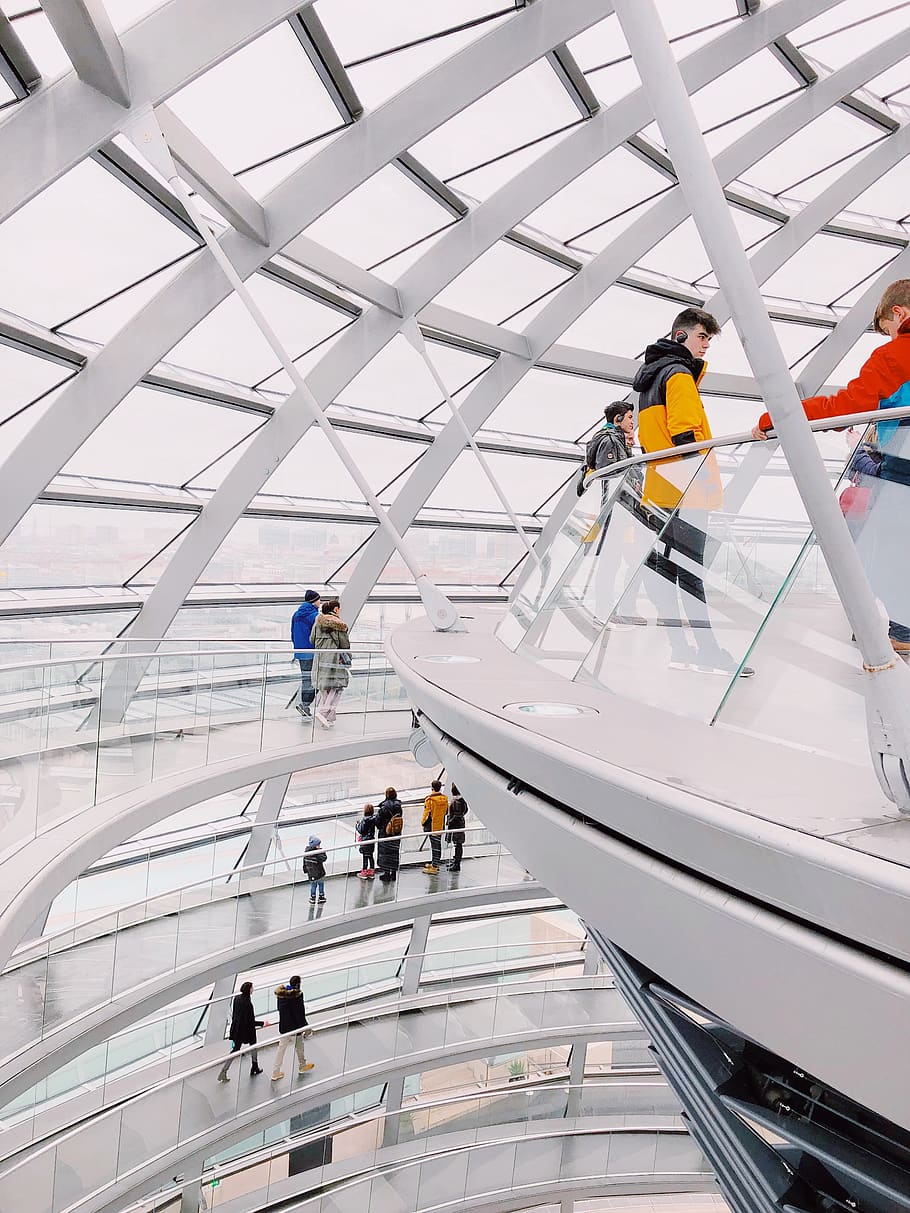 people walking inside multi-story building, group of people, real people HD wallpaper