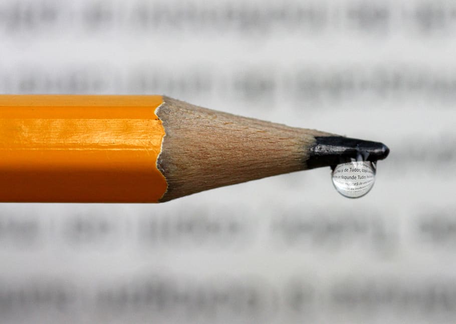 pencil, drop, refractive, written, studio shot, no people, writing instrument HD wallpaper