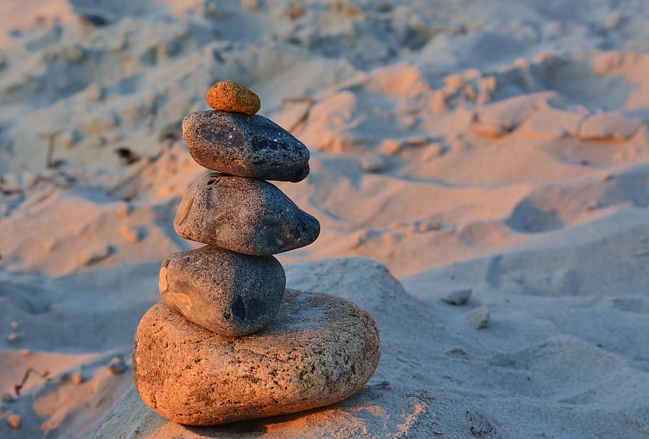 beach, sunset, sand, rock, rock formation, balance, solid, stack HD wallpaper