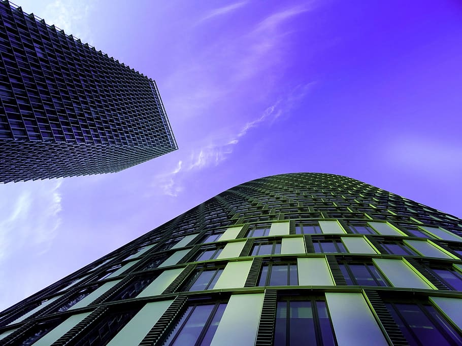 Photo of Gray Concrete Building, glass items, modern, perspective HD wallpaper