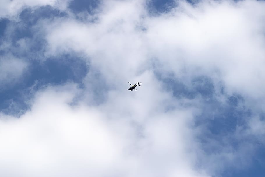 helicopter, sky, surveillance, flying, cloud - sky, airplane HD wallpaper