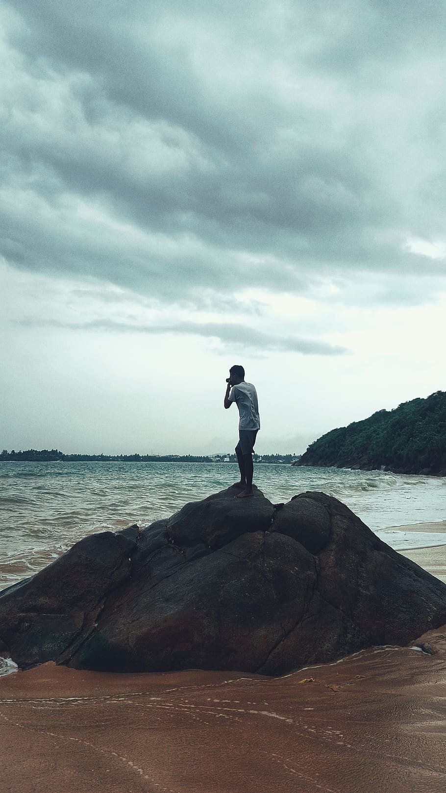photography, sony, capture, sky, sea, cloud - sky, water, rock HD wallpaper