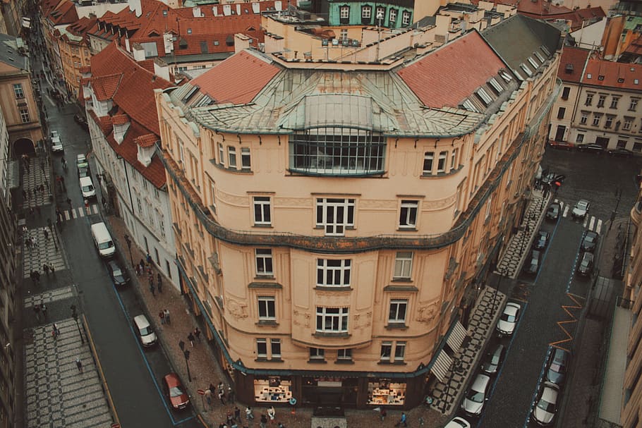 czech republic, prague, praha, building, vscocam, street, symmetrical, HD wallpaper
