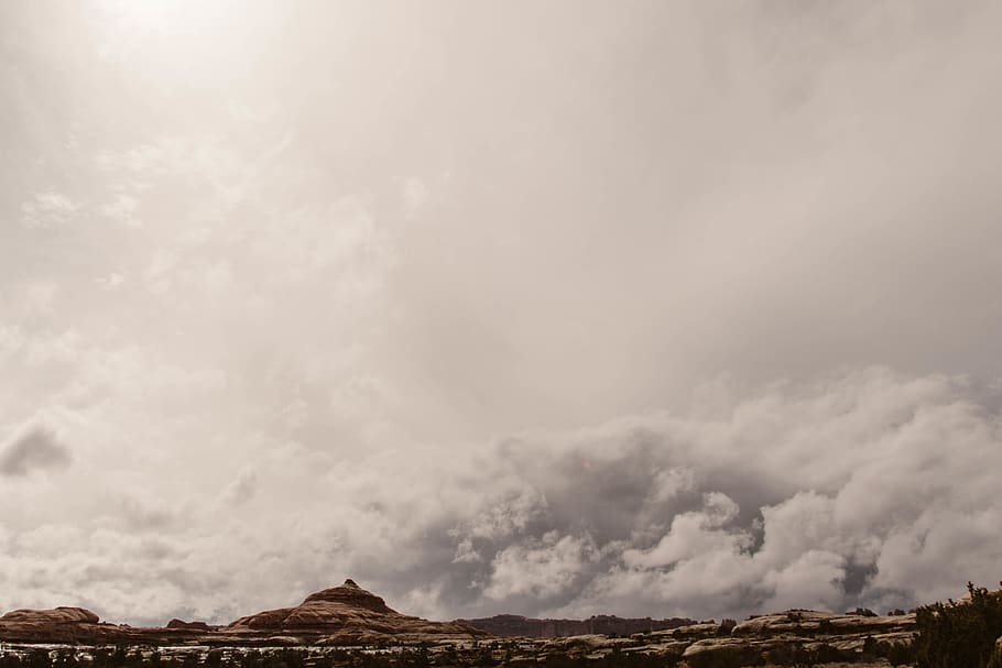 mountain during daytime, nature, outdoors, weather, sky, cumulus HD wallpaper