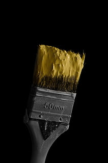brush, tool, toothbrush, decorating, trade, paint brush, yellow HD wallpaper