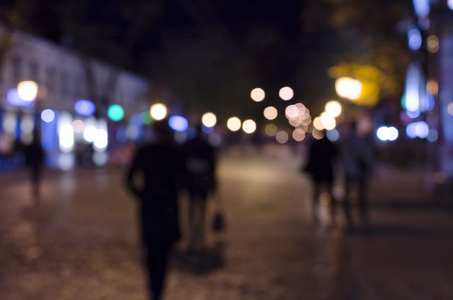 bokeh, evening, blur, lights, dark, darkness, night, illuminated HD wallpaper
