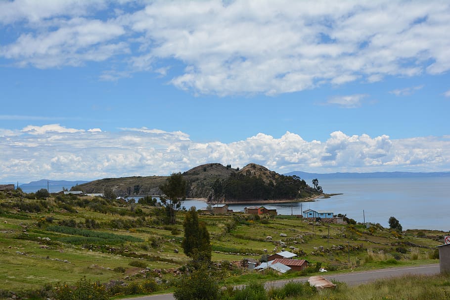 lake titicaca, puno, peru, nature, green, sky, plant, cloud - sky, HD wallpaper