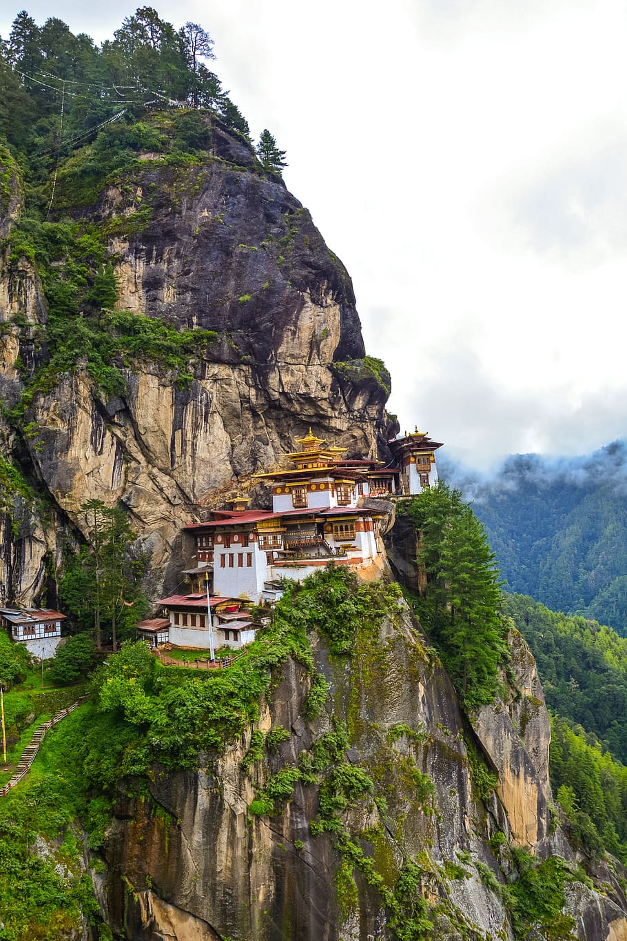 tiger's nest, paro, bhutan, buddhism, monastery, landscape, HD wallpaper
