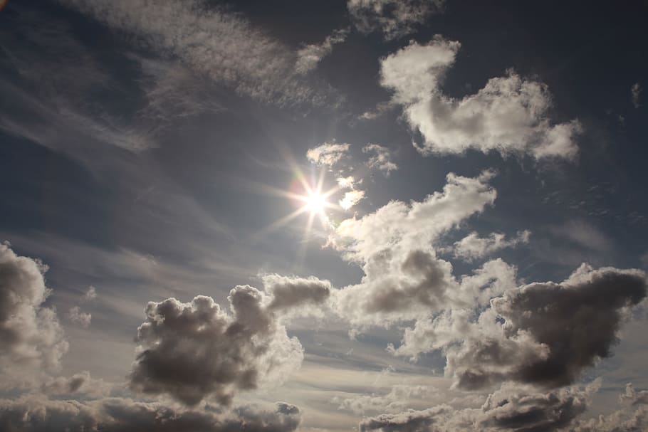sky, sun, dark, clouds, cloud - sky, sunlight, sunbeam, beauty in nature HD wallpaper