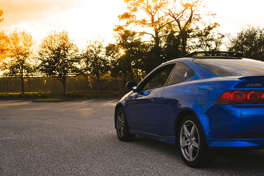 blue coupe, mode of transportation, car, motor vehicle, tree HD wallpaper