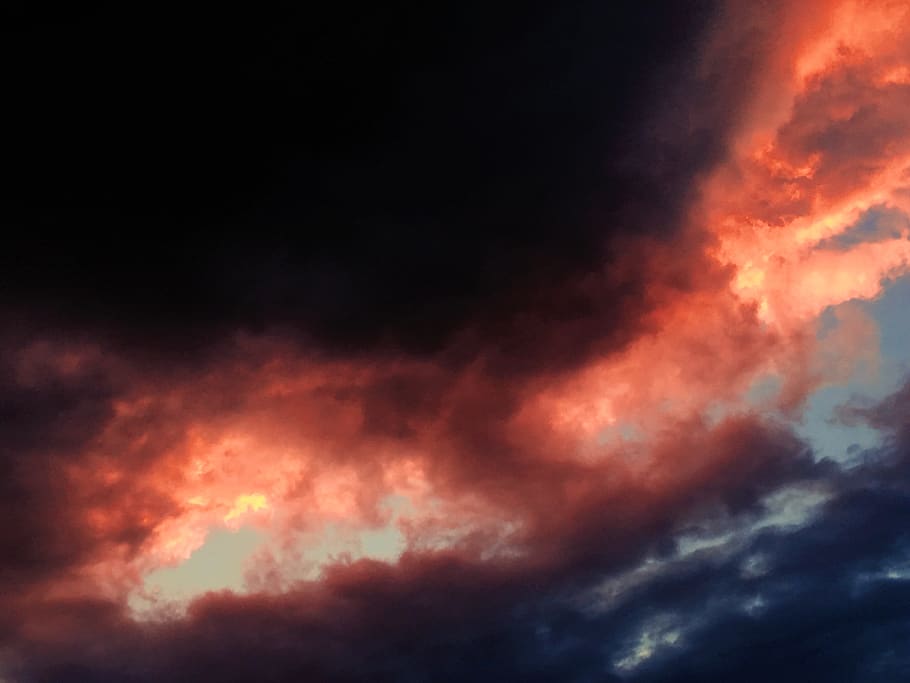 orange clouds during golden hour, nature, outdoors, weather, sky HD wallpaper