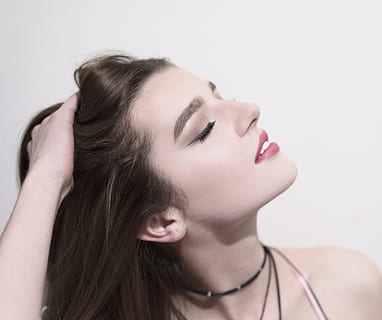 woman facing sideways, human, person, face, finger, mouth, lip HD wallpaper