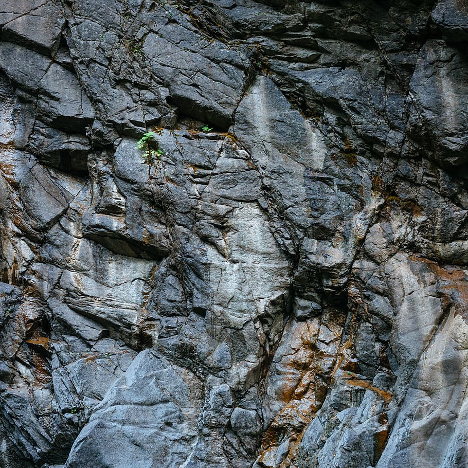 rock, wall, crack, color, blue, gorge, cliff, climb, full frame HD wallpaper