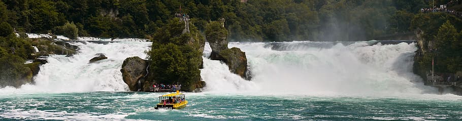 nature, landscape, river, waterfall, rhine falls, schaffhausen HD wallpaper