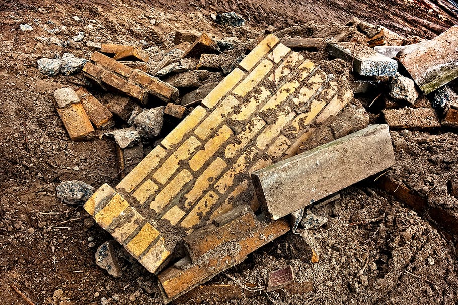 wall, brick, fragment, broken wall, rubble, demolished, wrecked HD wallpaper