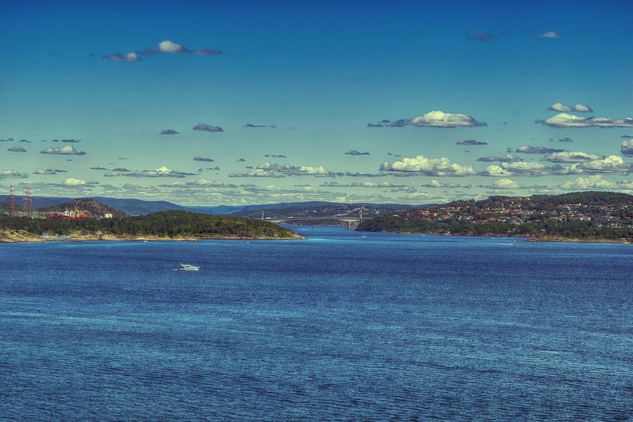 landscape, bridge, clouds, water, sky, beauty in nature, waterfront HD wallpaper
