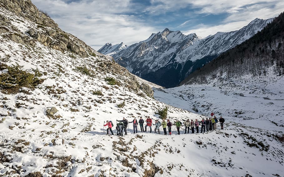 bouleste, pyrénées, mountain, snow, group, hiking, cold temperature HD wallpaper