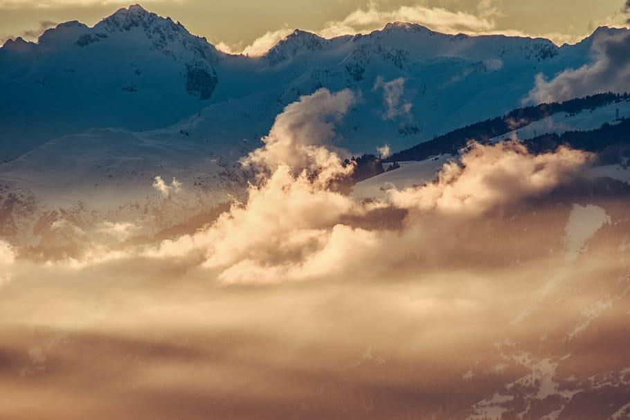 white clouds, nature, weather, mountain, mountain range, outdoors HD wallpaper