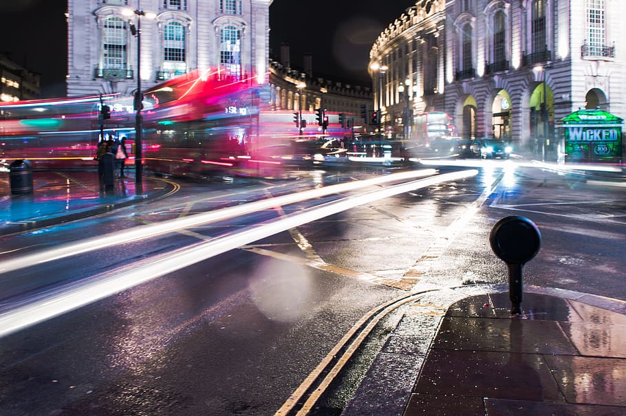 london, united kingdom, piccadilly circus, bus, city, movement, HD wallpaper
