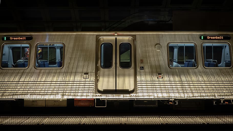 gray train, terminal, transportation, vehicle, train station, HD wallpaper